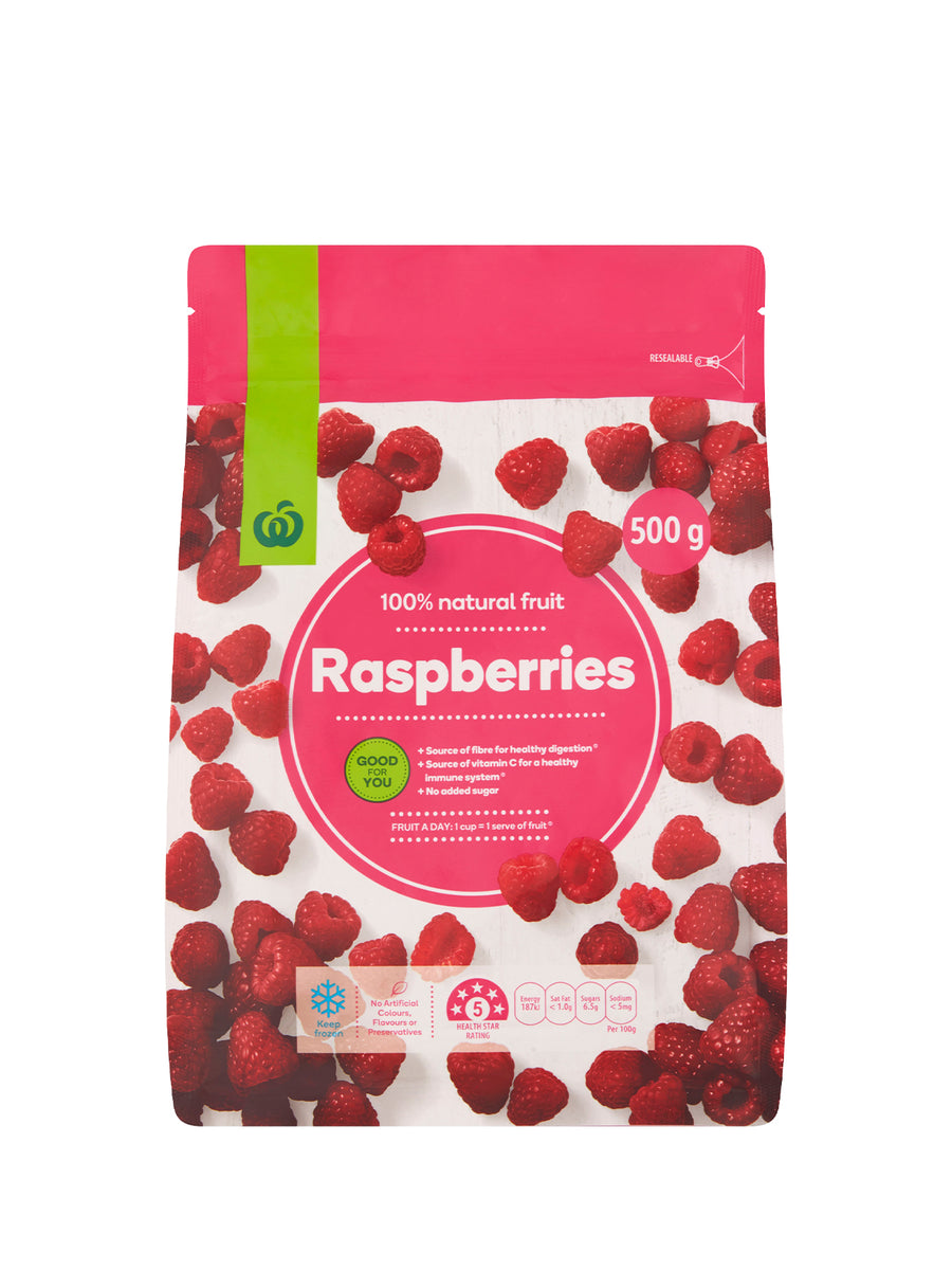 WOOLWORTHS FROZEN RASPBERRIES 500G – Village Grocer - Queens Waterfront